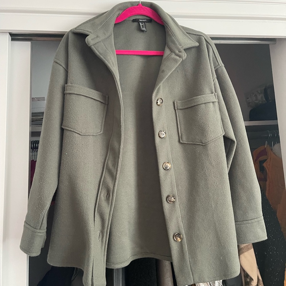 Flash Saleforever21 Forest Green “Shacket” - image 1